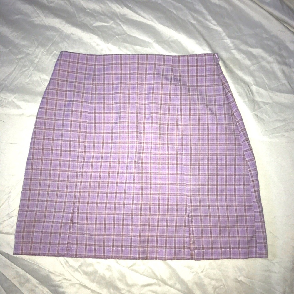Nasty Gal High Waisted Plaid Mini Lavender Skirt